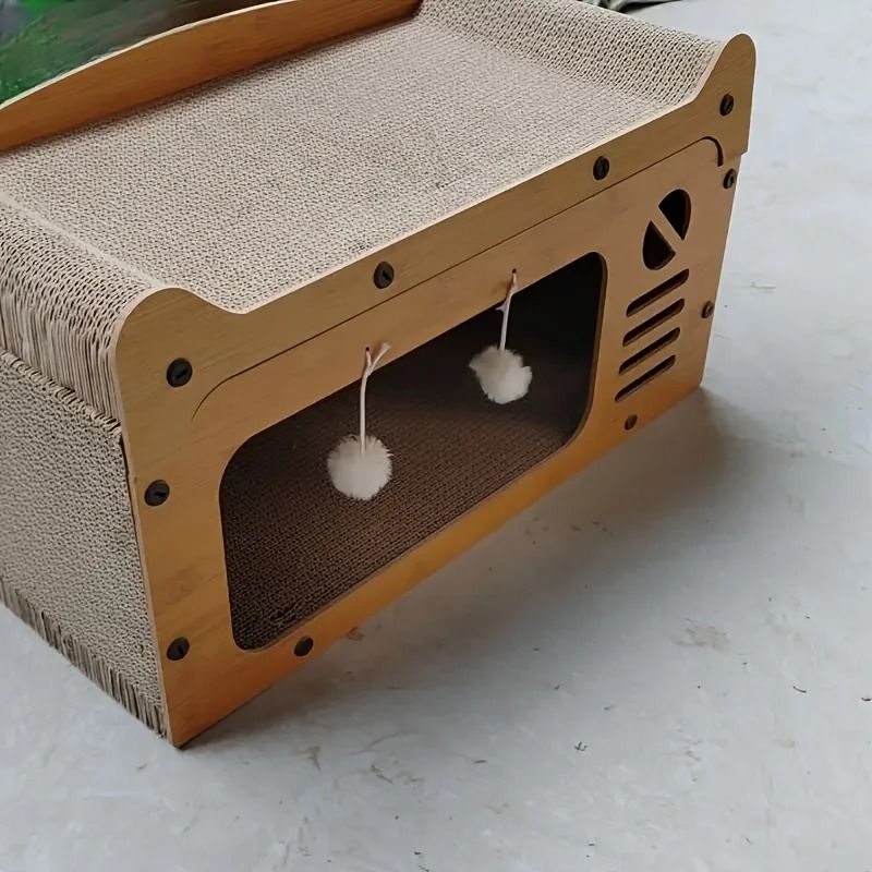 Luxury Cat Scratch Sofa with Durable Cardboard Nest and Interactive Toys