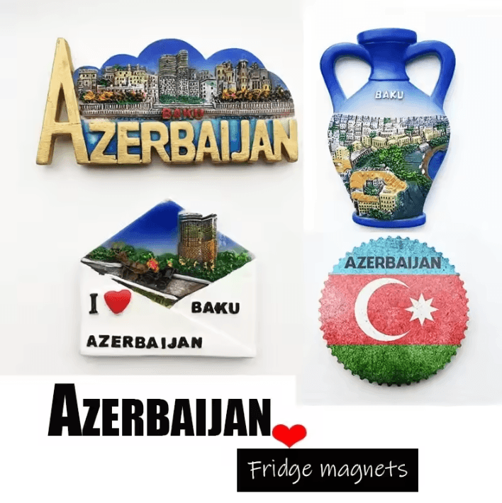 Baku 3D Resin Fridge Magnet Souvenir – Azerbaijan Travel Keepsake Collection
