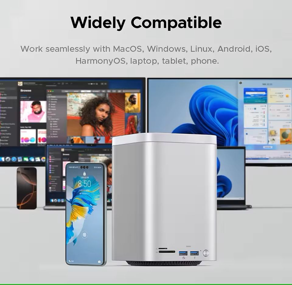 Mini Tower Dock with RAID SSD Case USB 32 Hub 10Gbps Speed