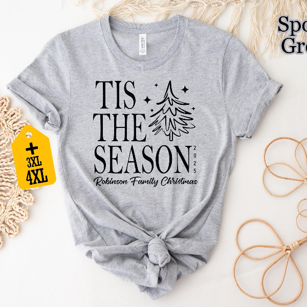 Tis The Season Christmas Shirt Personalized Family Matching Xmas Tree Holiday Tee