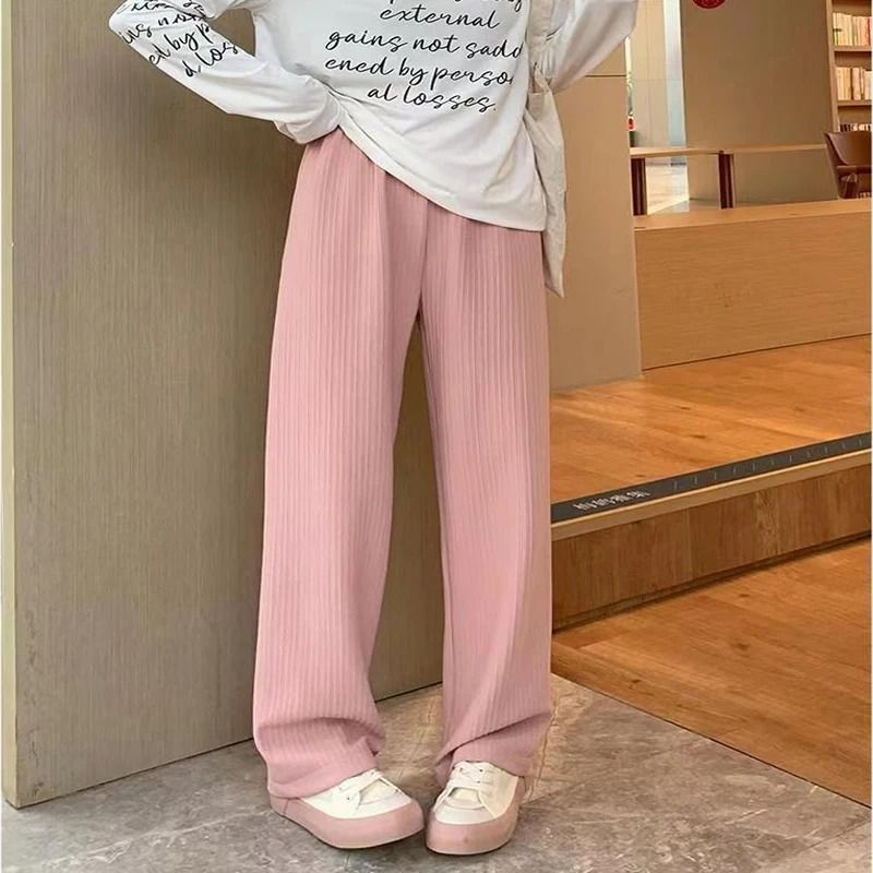 Summer Bubble Milk Puff Cloud High Waist Wide Leg Pants Women