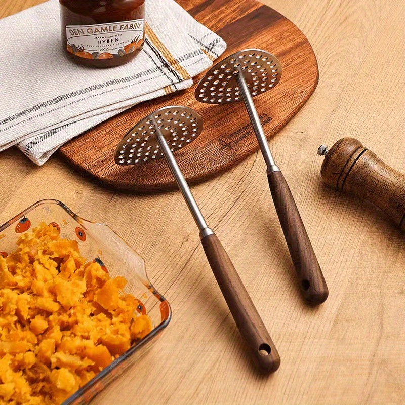 Stainless Steel Potato Masher w/Fine Mesh Platen, Heavy Duty Kitchen Tool for Mashed Potatoes, Veggies, Purees