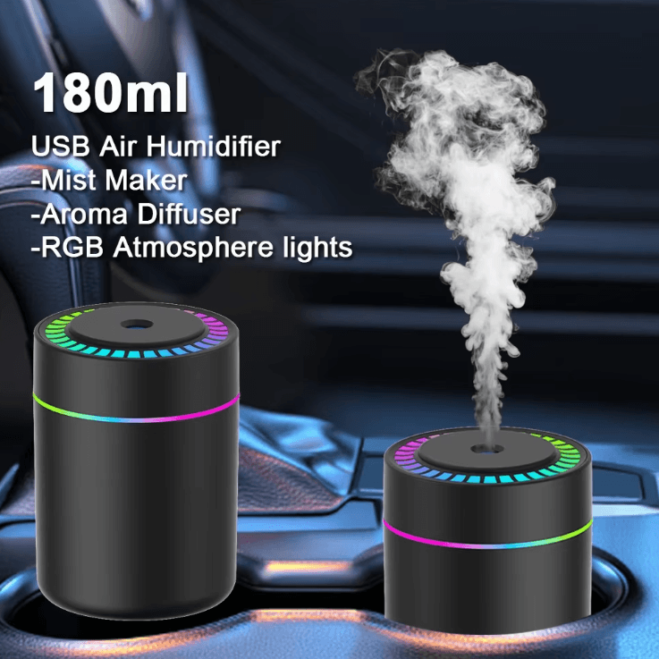 Mini USB Air Humidifier 180ML Aroma Diffuser LED Mist Maker for Home Car and Bedroom