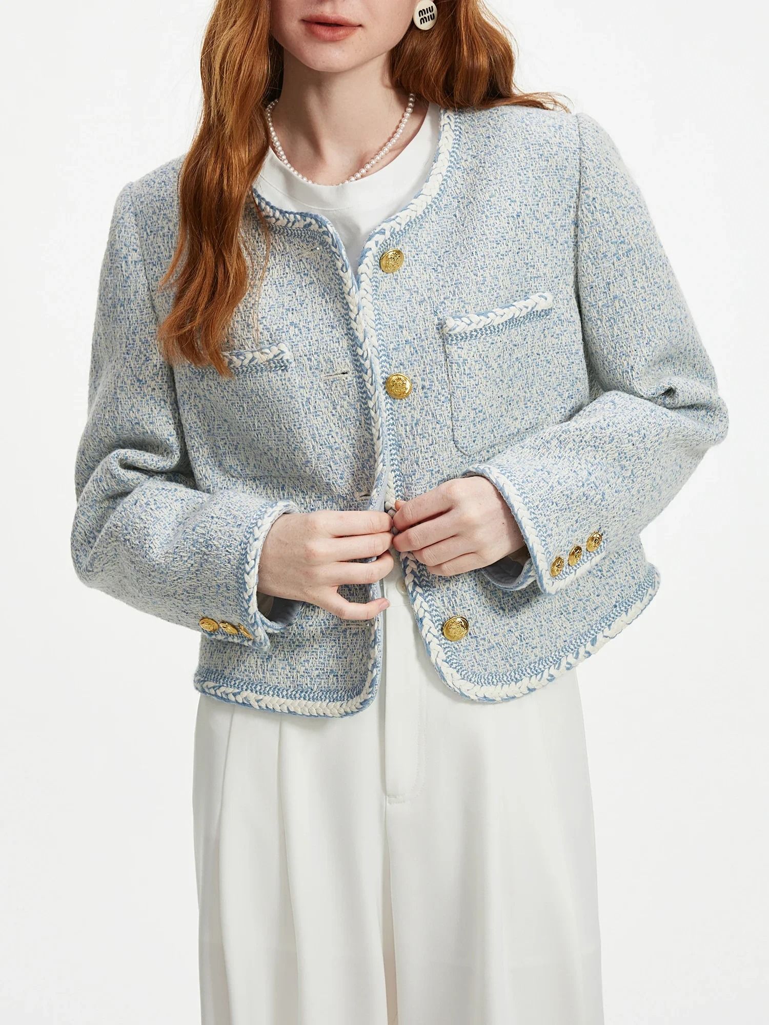 Wool Blend Temperament Tweed Jacket