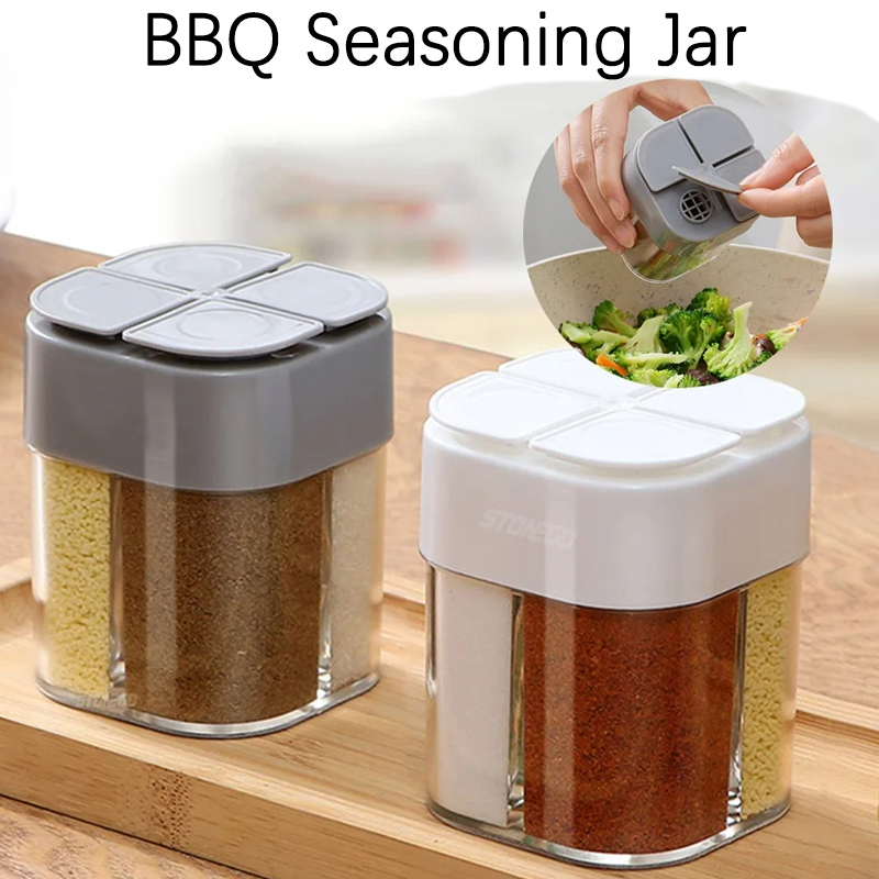 Plastic Seasoning Jar Spice Container Bottle with Salt and Pepper Shaker for BBQ, Camping & Kitchen Cooking Sets