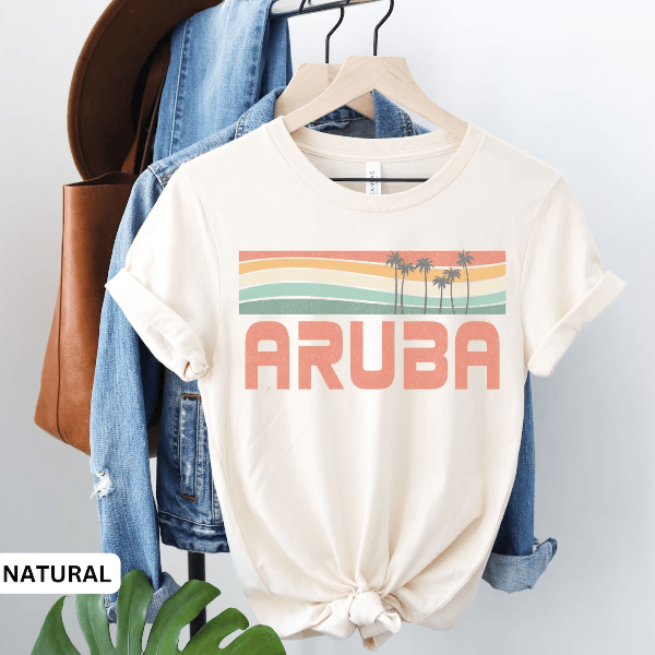Aruba Vacation Shirt Retro Caribbean Palm Tree Beach Tee