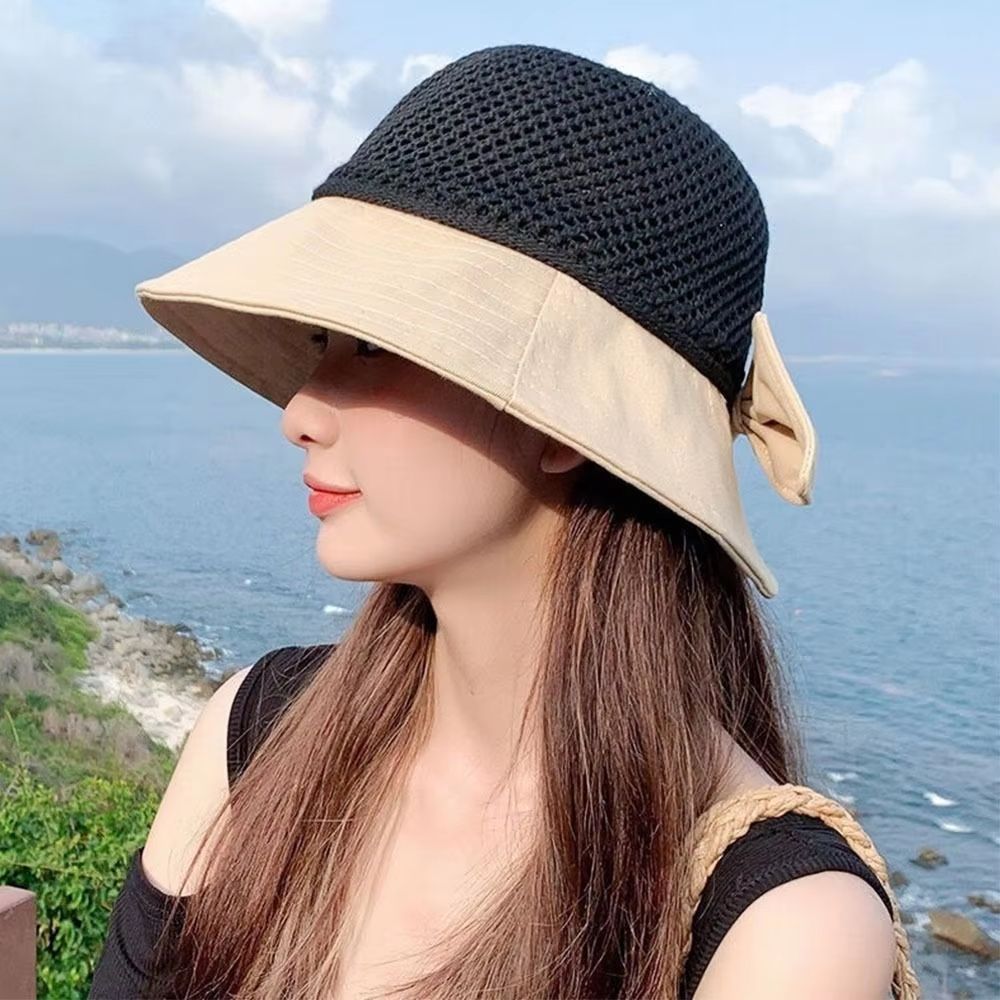 Summer Women's UV Protection Bucket Hat – Foldable Wide Brim Sun Hat with Ponytail Hole for Outdoor Adventures