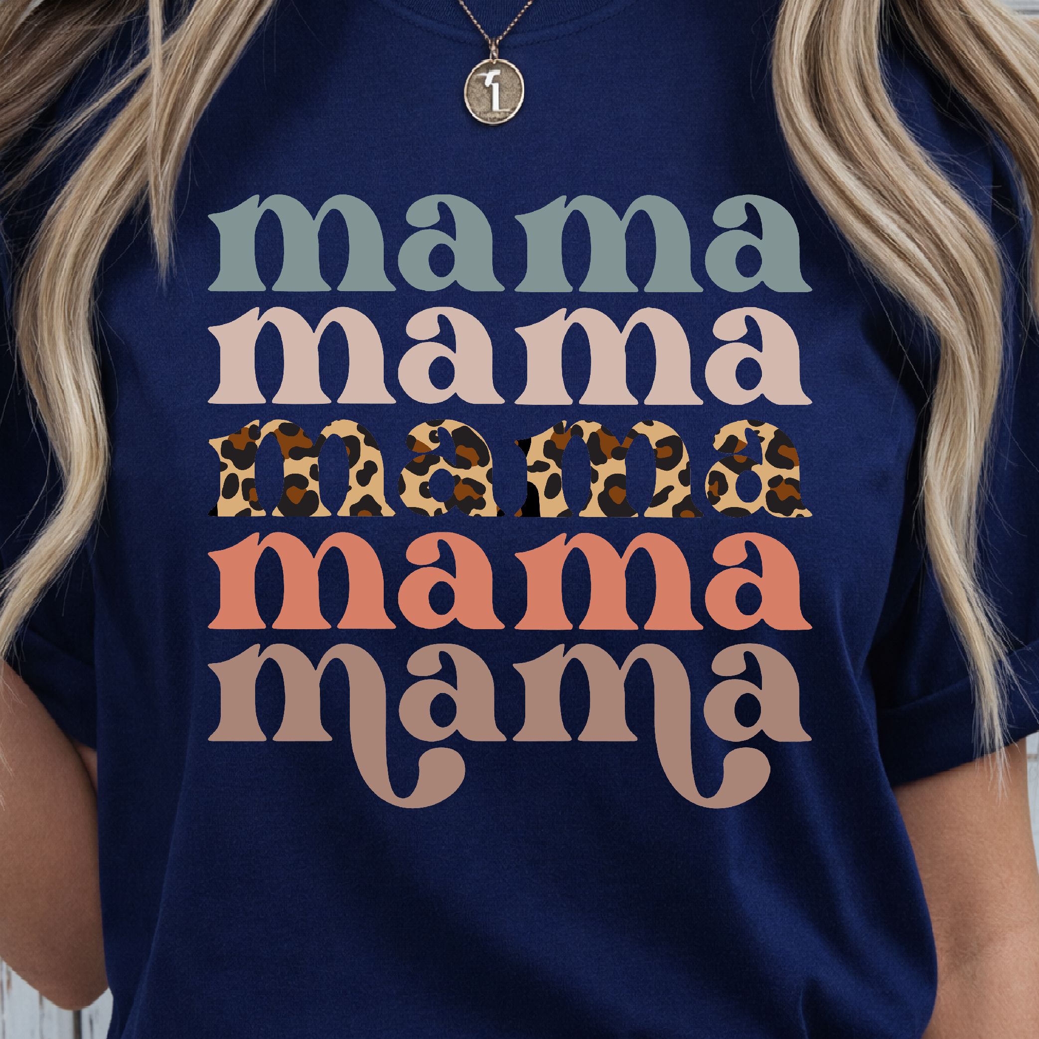 Retro Leopard Mama Shirt – Motherhood Graphic Tee, Cute Mama Top