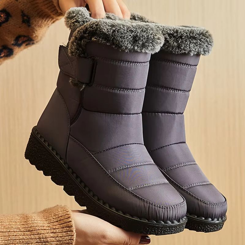 Women Winter Boots Waterproof Fur Lined Ankle Snow Boots Low Heel Warm Shoes 2024 Trend
