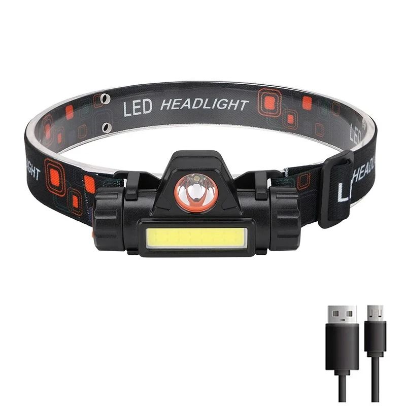 Rechargeable LED Headlamp with Dual Light Sources and Magnetic Base