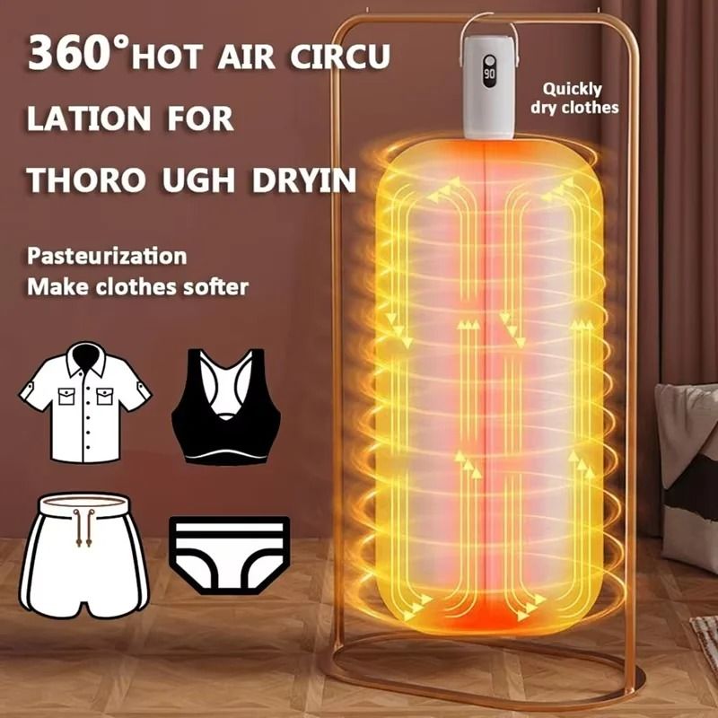 Compact Mini Clothes Dryer with Timed Shutdown for Travel and Small Spaces