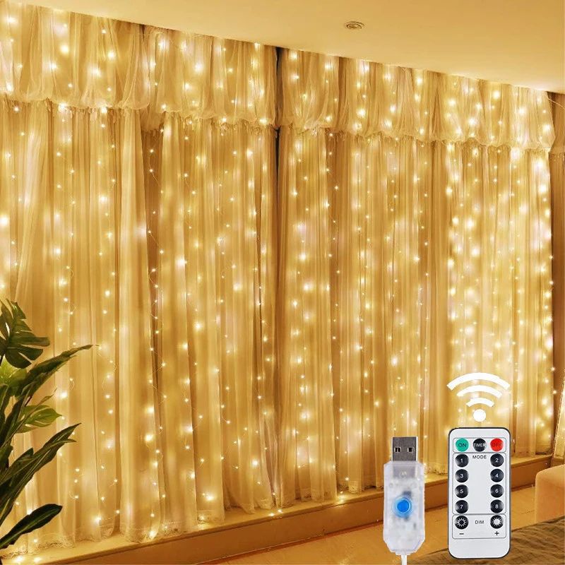 AuroraGlow LED curtain lights USB Fairy Curtain with Remote & 8 Modes