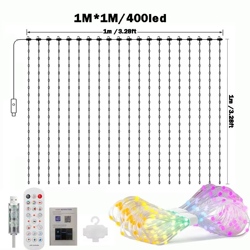 Smart LED Curtain Fairy Lights USB Powered with App and Remote Control
