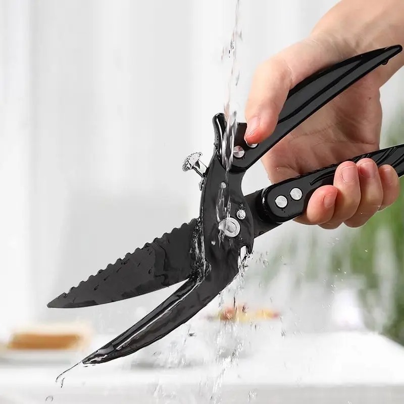 Black Titanium Poultry Shears Heavy Duty Stainless Steel Kitchen Scissors