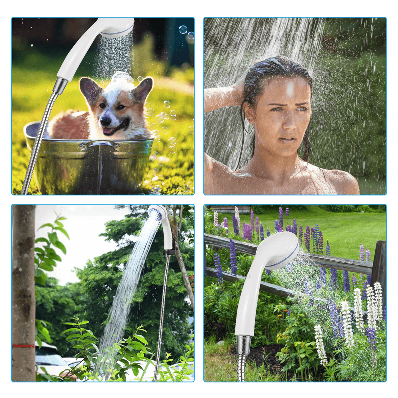 Portable Camping Shower Pump USB Rechargeable Outdoor Shower Head
