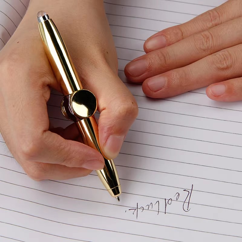 Luminous Gyro Pen Multifunctional Decompression Fidget Spinner LED Light Ballpoint Pen Metal Gift Toy