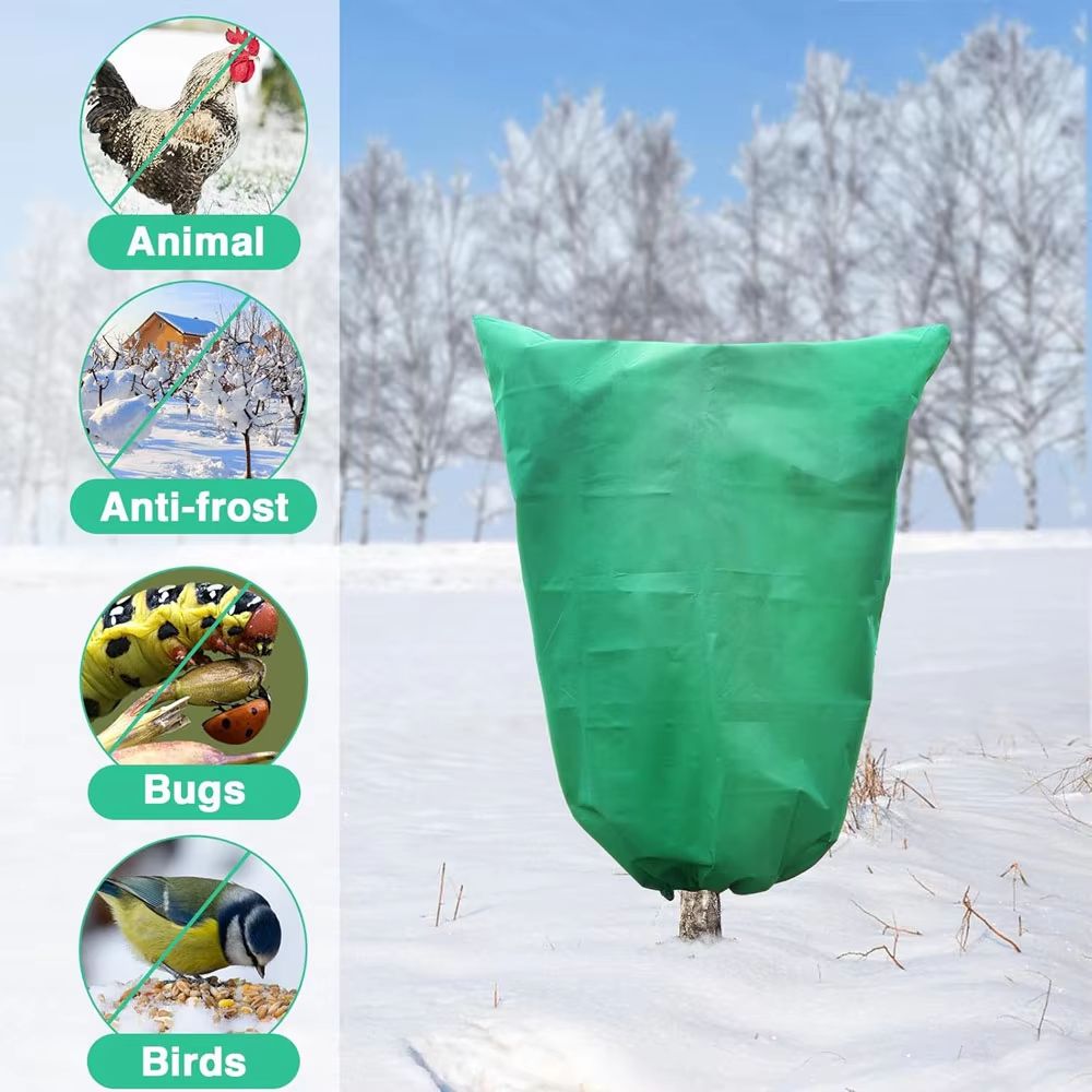 Reusable Frost Protection Plant Cover with Zipper Drawstring Anti Freeze Garden Blanket