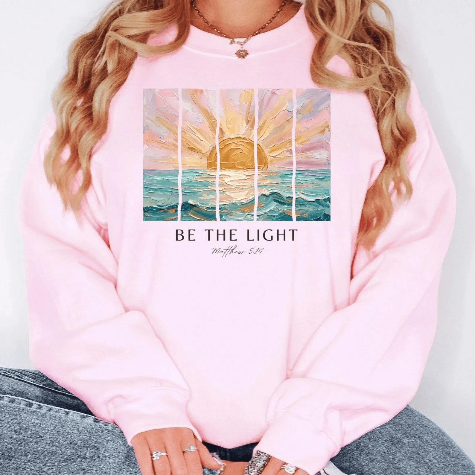 Be The Light Sweatshirt | Christian Matthew Bible Verse Crewneck | Inspirational Faith Sweatshirt