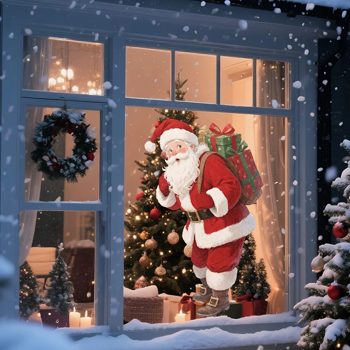 Peeking Santa Static Christmas Decoration