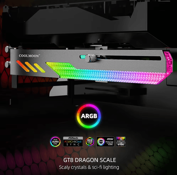Customized Video Card Stand GT8 Horizontal Graphics Card Bracket 5V 3Pin ARGB GPU VGA Holder Desktop PC Case DIY Accesso