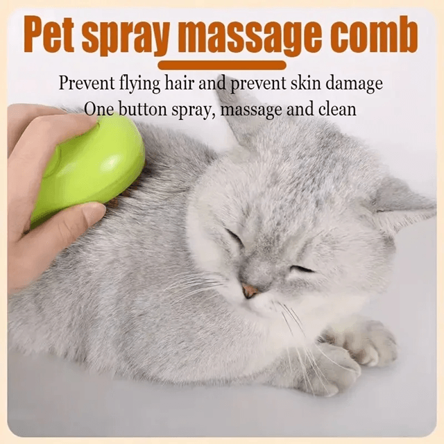 3 in 1 Steamy Pet Grooming Brush with Electric Spray for Dogs and Cats