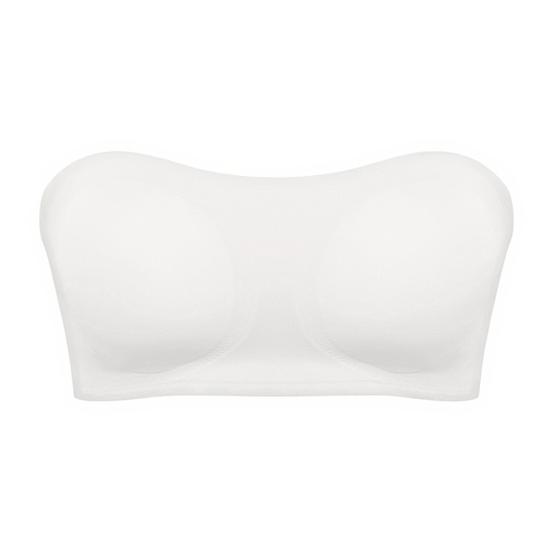 Womens Sexy Strapless Push Up Bra, Removable Paded, Seamless Ice Silk Top, Invisible Beauty Back, Anti-Slip Off-Shoulder