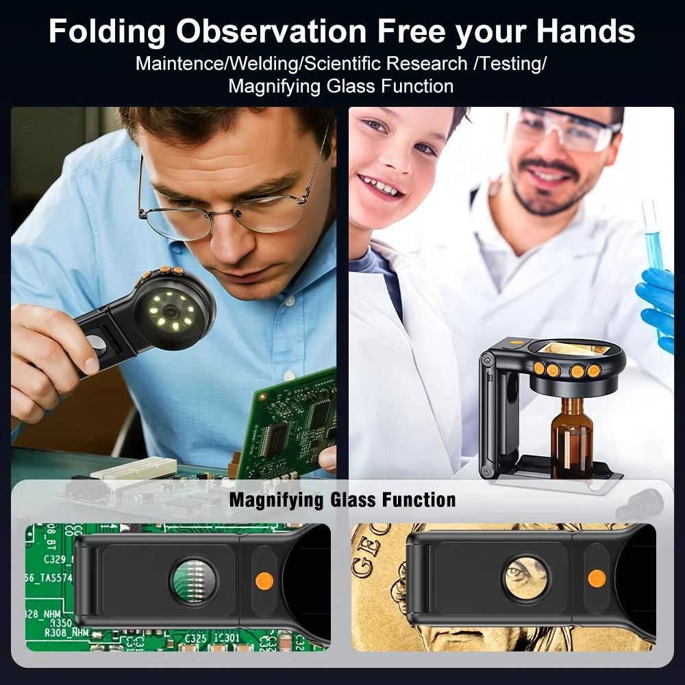 Autofocus 500x Digital Microscope – 2 in HD Screen Handheld Magnifier Professional Electronics Repair & Coin Inspection