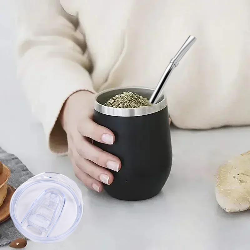 Yerba Mate Gourd Set, Double-Wall Stainless Steel Mate Tea Cup, Bombilla Set, Include Yerba Mate Gourd with One Bombilla