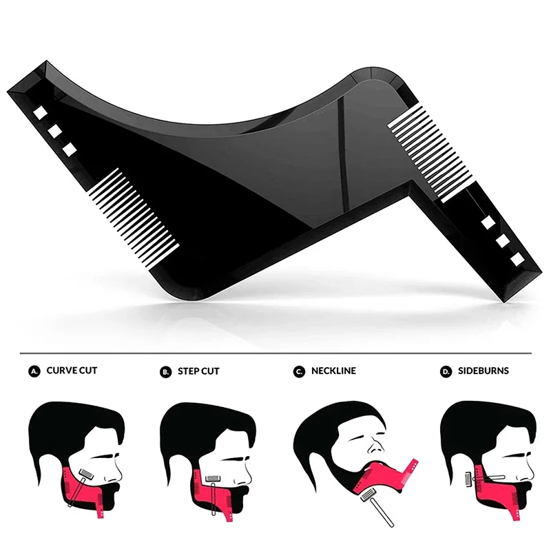 Precision Beard Shaping Tool Kit Beard Stencil Comb for Perfect Lines