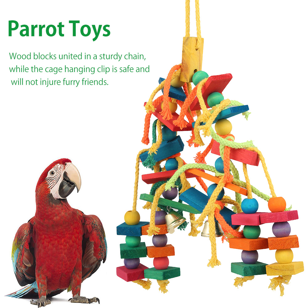 Wood Parrot Bird Toys, Love Bird Cage Funny Training Toy, Cotton Rope Parrot Toy, Bite Resistant Bird Tearing Pet