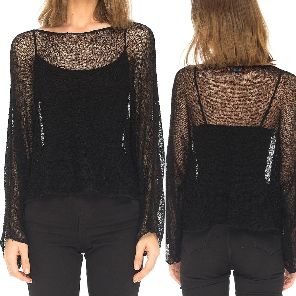 Women Knit Cover-ups Summer, Loose Pullover Smock Crop Tops, Autumn See-through Irregular, Summer Beach Bikinis Cover Up