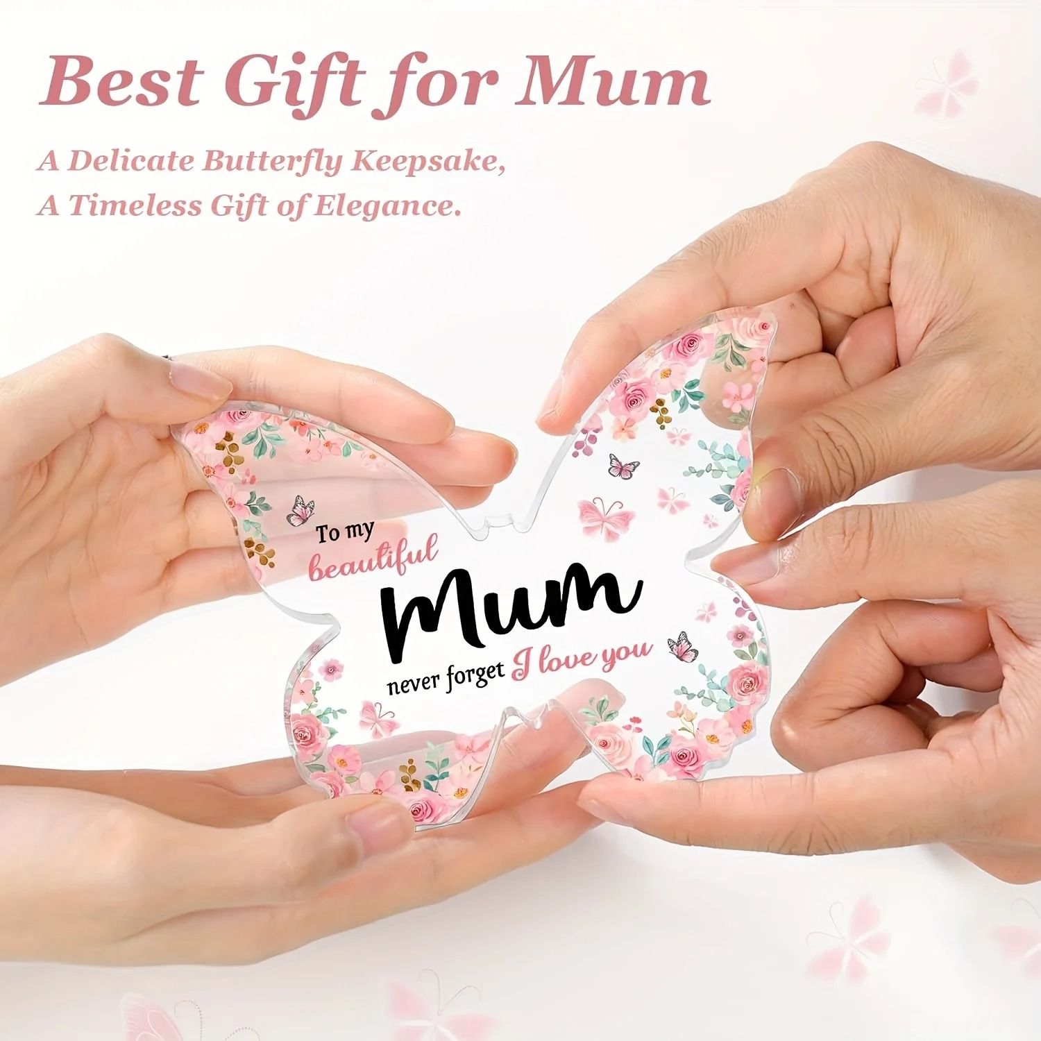 Butterfly Acrylic Plaque Gift for Mum Birthday and Mothers Day Keepsake