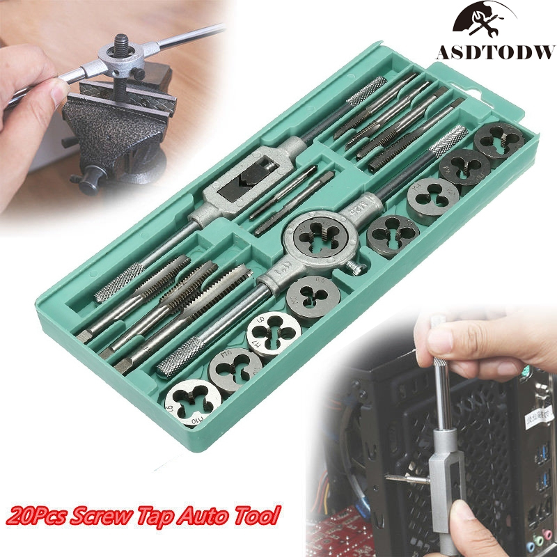 Professional Metric Hand Tap and Die Set, Screw Thread Plugs & Straight Taper Reamer Tools for Accurate Thread Repair