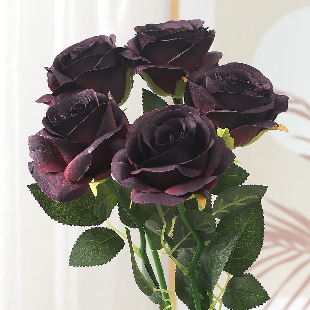 48 cm Rose Black Silk Bouquet Peony Artificial Flower