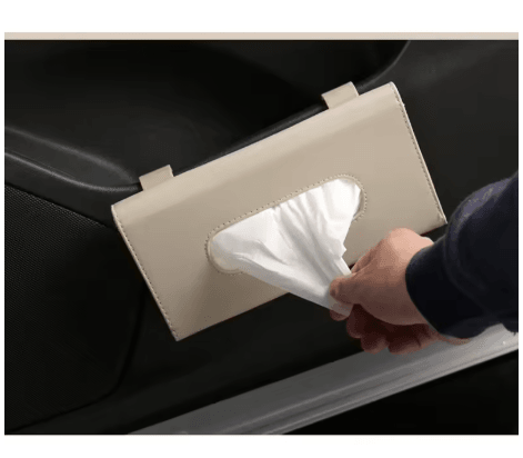 Soft Leather Car Tissue Box Sun Visor Hanging Tissue and Napkin Holder Organizer