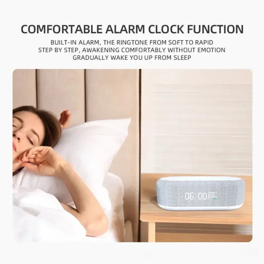 Wireless Charging Alarm Clock Dock, Bedroom Night Light Lamp, Phone Fast Charging Pad