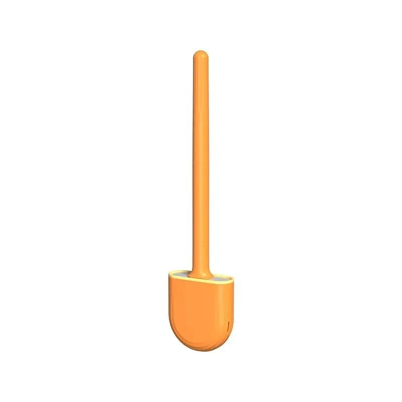 Wall Mounted Silicone Toilet Brush with Soft Bristles and Compact Holder