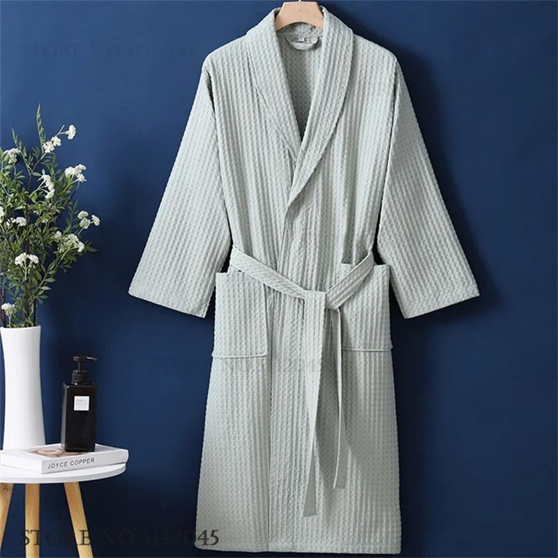 100% Cotton Couple Waffle Robe – Professional Kimono Bathrobe & Casual Summer Loungewear