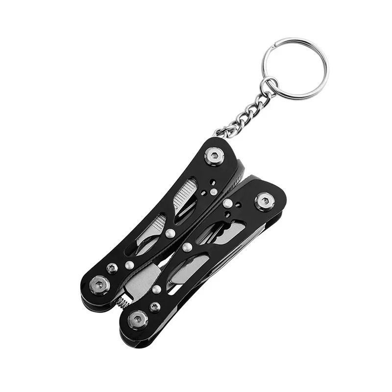 Compact Stainless Steel Folding Multitool Pliers with Keychain