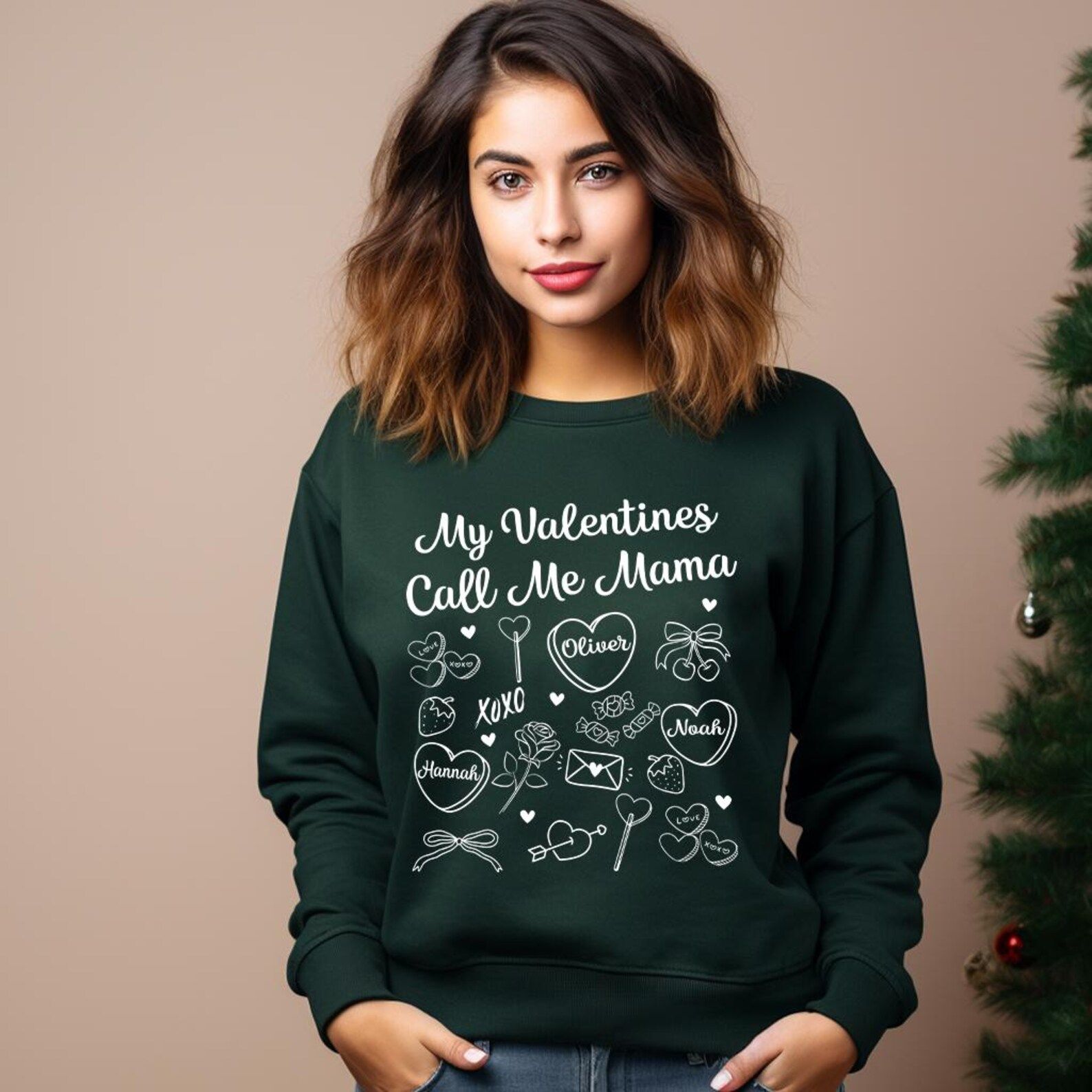 Valentines Mom Sweatshirt | My Valentines Call Me Mama Tee Cozy Mother Love Pullover