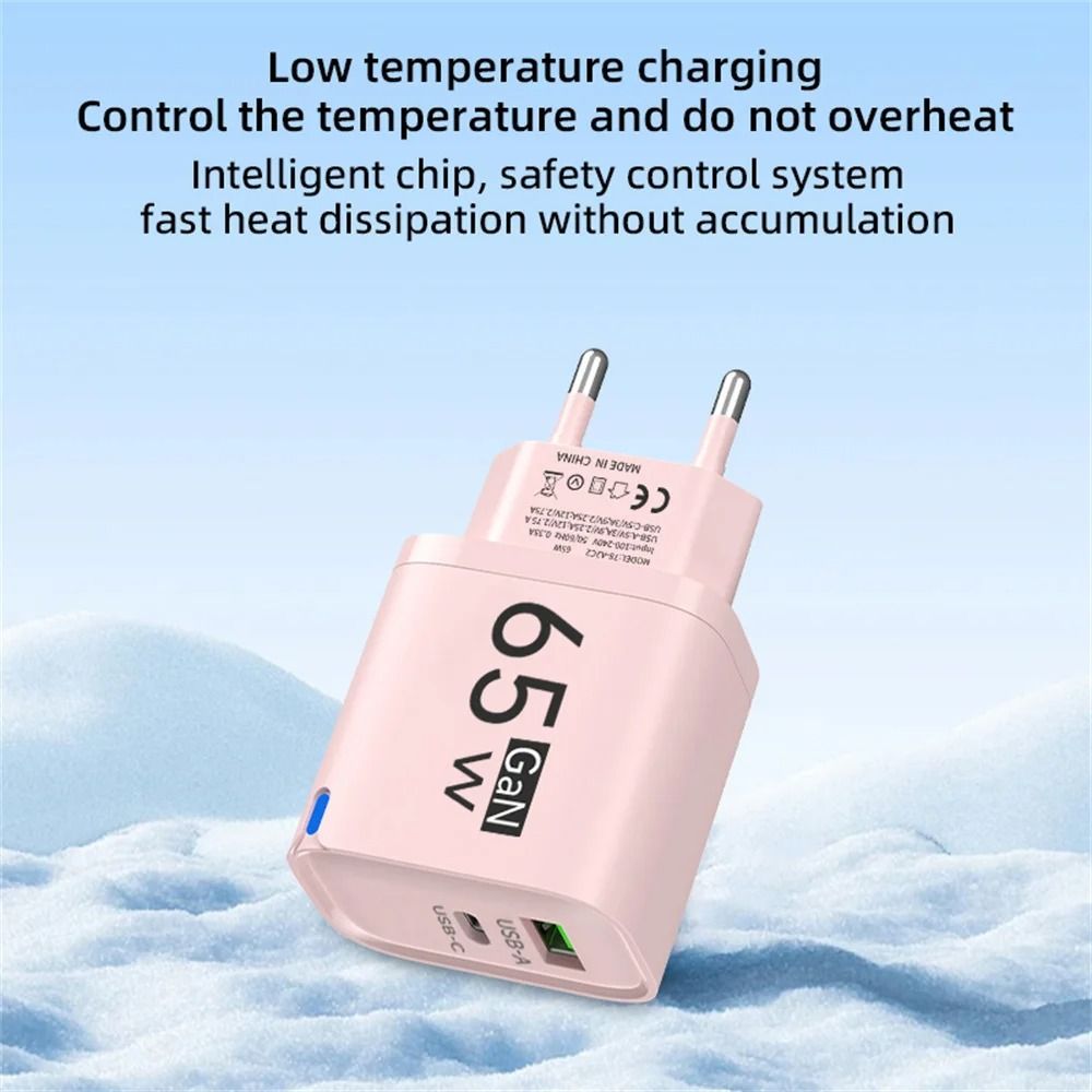 65W Dual-Port USB-A & USB-C Fast Charger – PD Quick Travel Adapter for iPhone, Samsung & Xiaomi