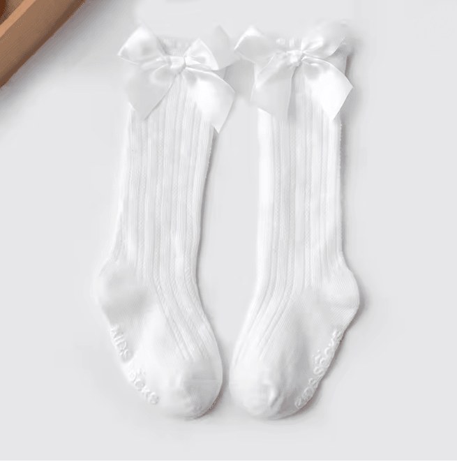 Baby Girls Christmas Knee High Bow Socks Cute Cotton Princess Long Tube Socks