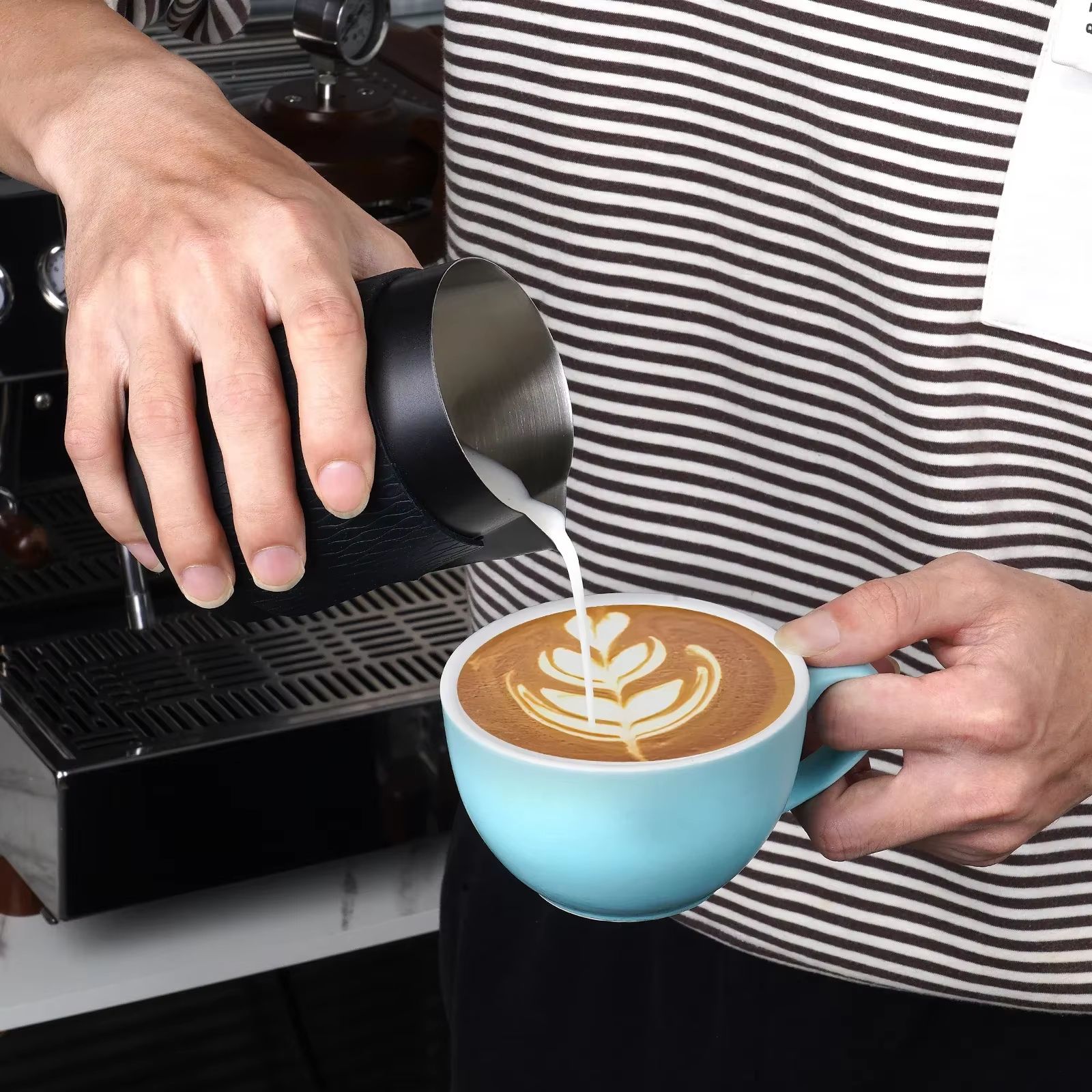 IKAPE Espresso Milk Pitcher V3 17 fl oz Frothing Jug Without Handle – Sharp Spout Professional Steaming Pitcher