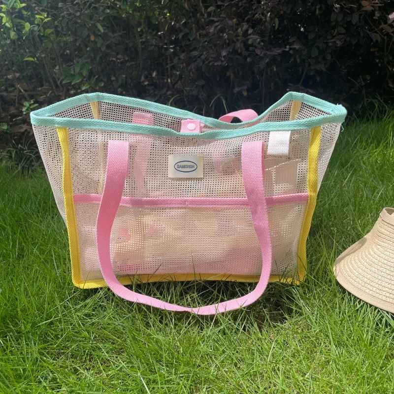 Clear Mesh Beach Tote Bag Large Capacity Pool and Shower Carryall