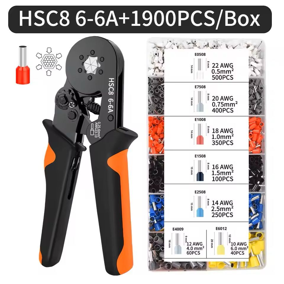 Self-Adjusting Hexagonal Ferrule Crimping Tool Kit