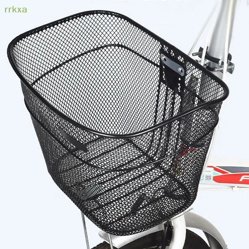 Foldable Metal Front Bicycle Basket for Mountain Bikes – Removable Storage Carrier for Shopping & Outdoor Rides