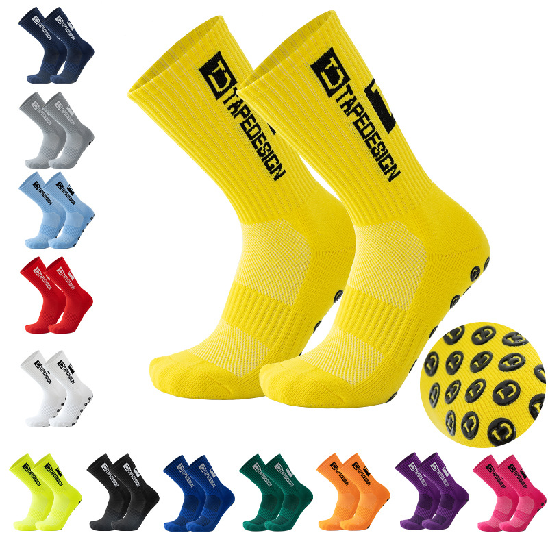 Mid Calf Anti-Slip Football Socks, Non-Slip Tape Design for Soccer, Sport, Cycling, Yoga, Men & Women Grip Socks