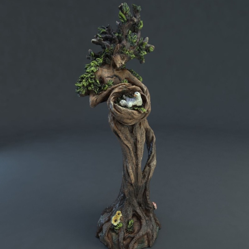 Forest Goddess Bird Statue Decorative Resin Garden Sculpture