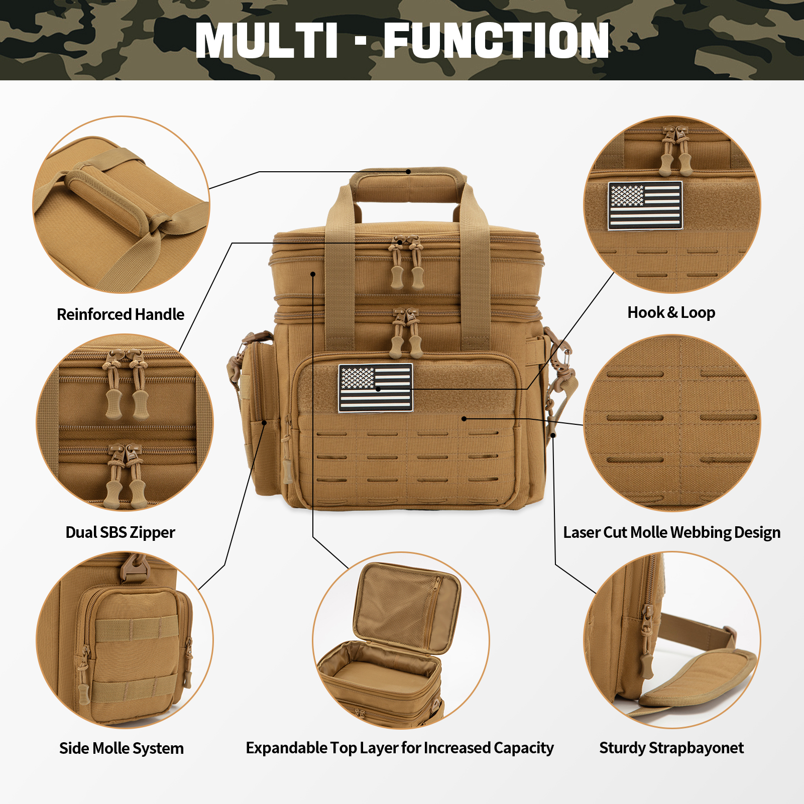 Heavy Duty Tactical Lunch Bag Insulated Cooler Bag for Men Leakproof Outdoor & Work Meal Box