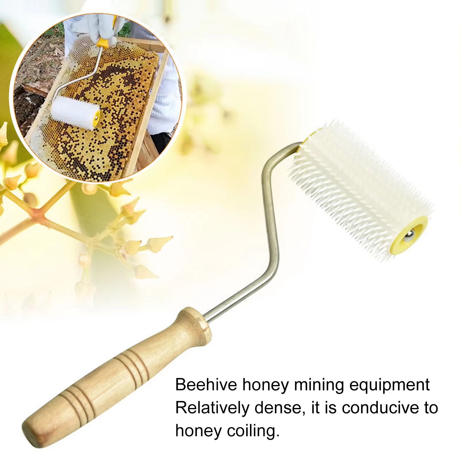 Honey Uncapping Roller with Wooden Handle – Easy Beehive Uncapping Tool for Frames & Extracting
